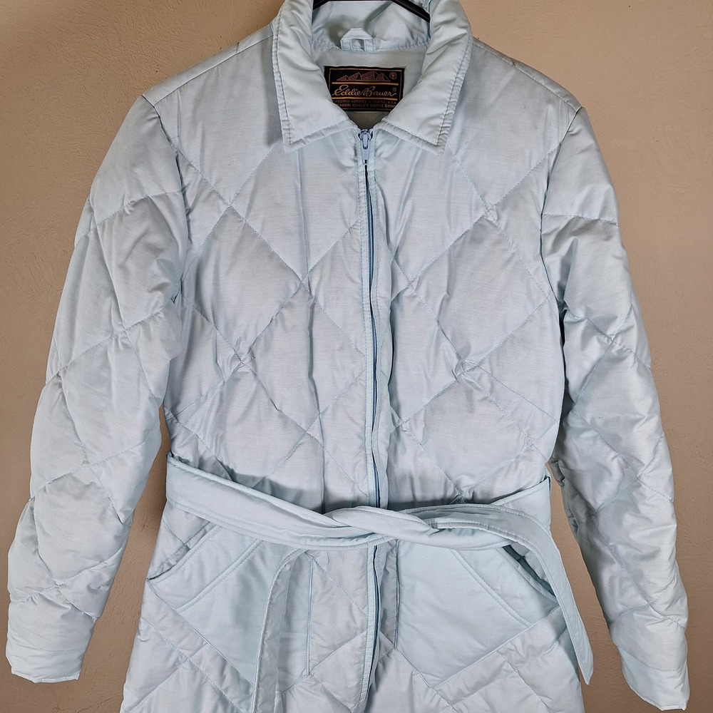 Eddie Bauer Goose Down‎ Vintage Blue Quilted Ultra Long Floor Length Robe Coat